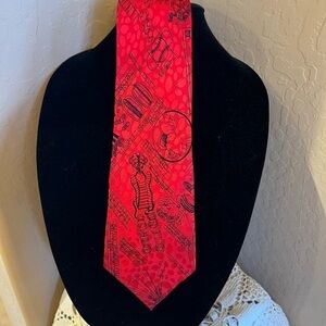 Nicole Miller Baseball Red Tie Silk Necktie 56"x4"